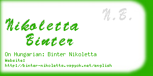 nikoletta binter business card